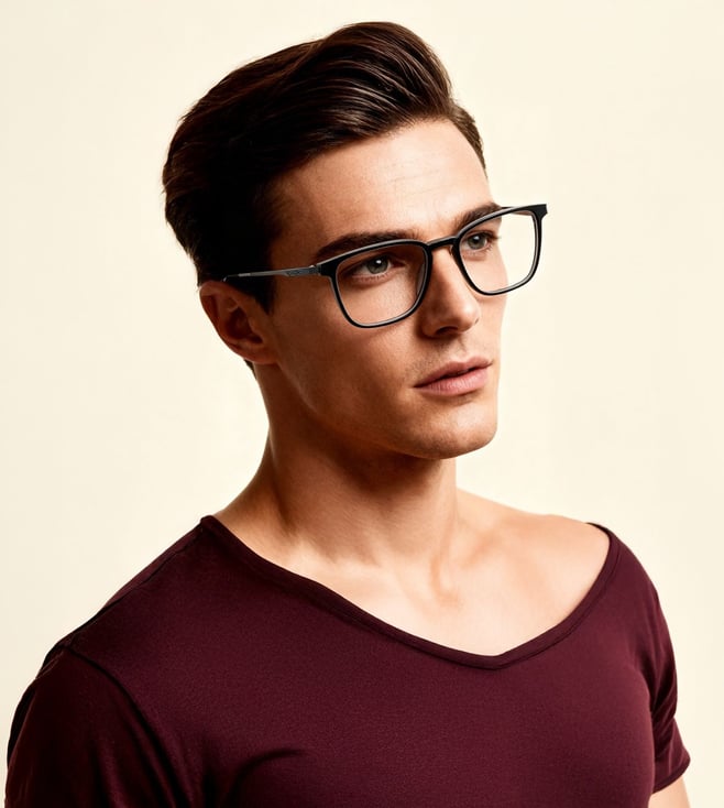 Police VPLD07K521ALFR Black Square Eye Frames For Men