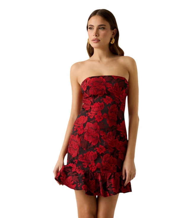 open lace back dress Therese Off Shoulder Ruched Maxi Dress - Red
