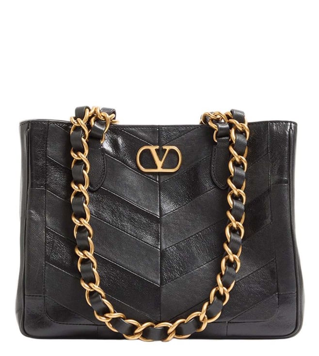 Valentino Garavani Black Laseine Small Tote