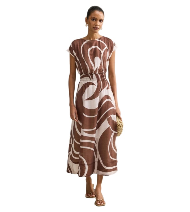 knee length dresses for ladies Deme by Gabriella Callie Chocolate Brown Midi Dress