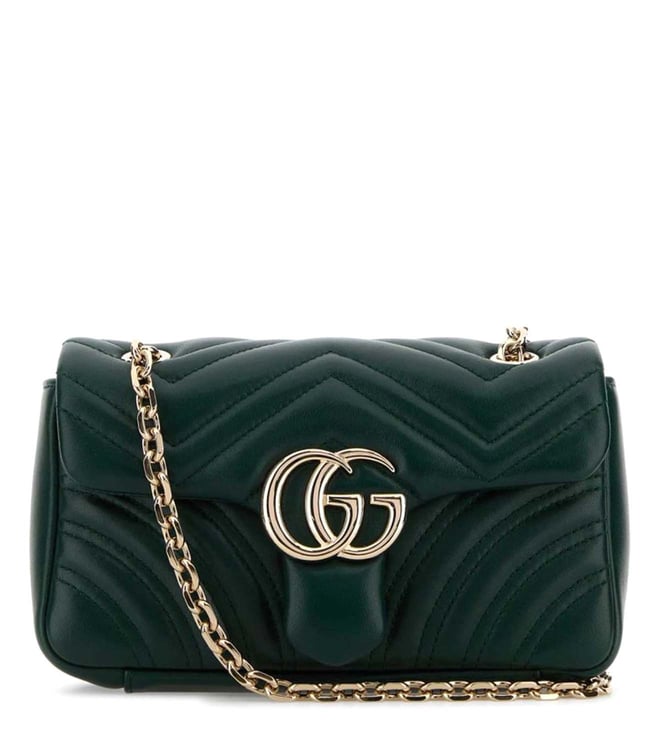 GUCCI ダークグリーン ショルダーバッグ Gucci Green Gg Marmont Small Shoulder Bag