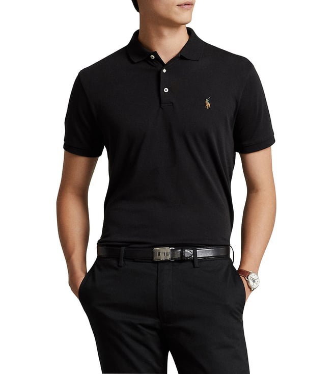 トップス Polo Ralph Lauren Black Polo Shirt POLO RALPH LAUREN Black Regular Fit Polo T-Shirt