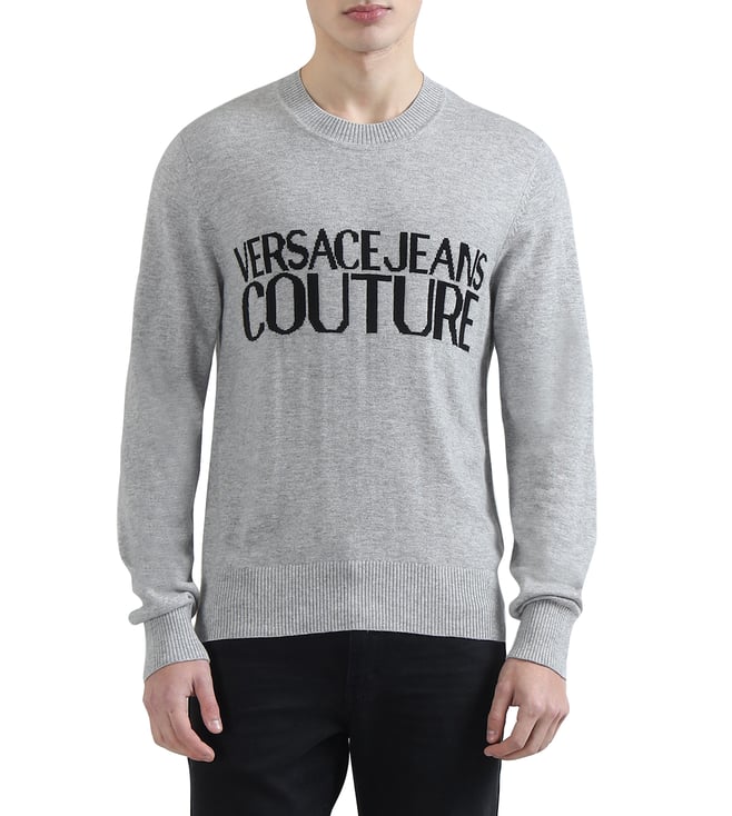 Versace Jeans Couture Grey Vjc Emblem Crew Neck Pullover