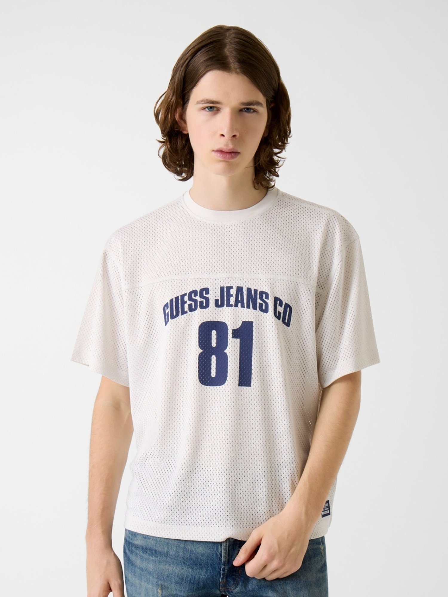 GUESS JEANS White SS Boxy Cropped Relaxed Fit Jersey