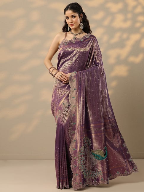Libas Purple Ethnic Motifs Saree with Unstitched Blouse-picture-16