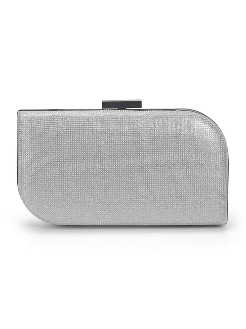 Metro Silver Embellished Medium Clutch