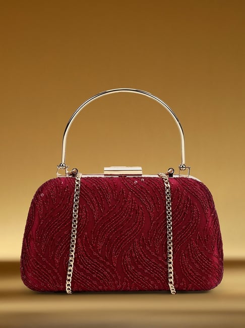 Metro Maroon Medium Clutch