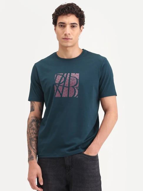 Rare Rabbit Wog Dark Teal Printed Regular Fit T-Shirt-picture-35