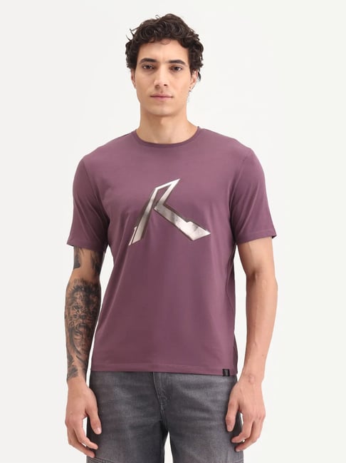Rare Rabbit Renz Dusky Pink Printed Regular Fit T-Shirt-picture-47