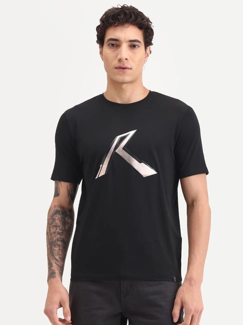 Rare Rabbit Renz Black Printed Regular Fit T-Shirt-picture-40