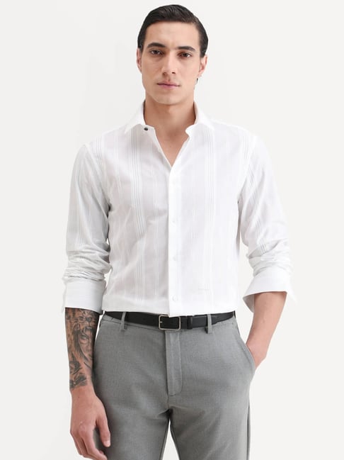 Rare Rabbit Dobbler White Striped Regular Fit Shirt-picture-46