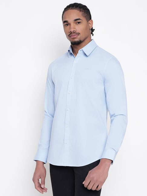 guess dress shirts for men by Marciano Shirt: Light Blue Striped Cotton, Size L/G FABRIC TYPE Men's Shirts GUESS
