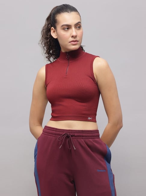 Reebok Maroon Regular Fit Tank Top
