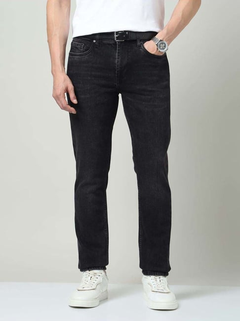 Ad By Arvind Black Cotton Slim Fit Jeans