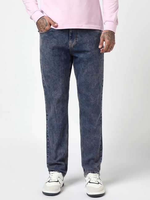 Bewakoof Blue Slim Fit Solid Jeans