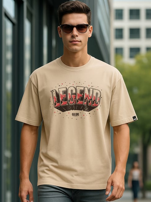 Bewakoof Brown Relaxed Fit Graphic T-Shirt-picture-10