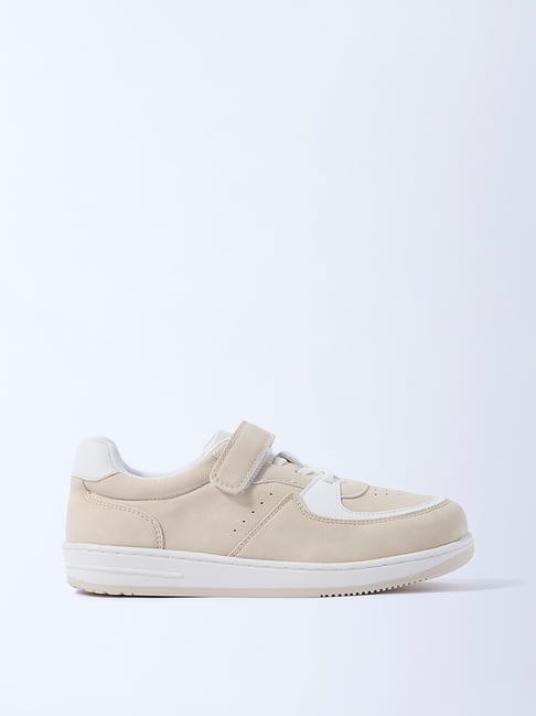 Yellow by Westside Beige Perforated Lace-Up Sneakers