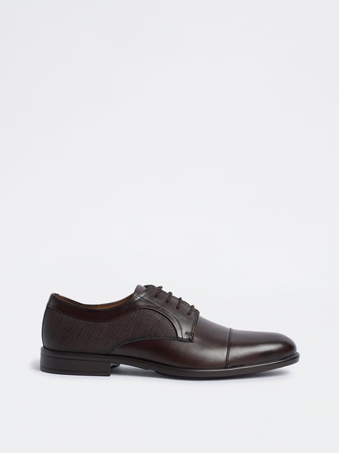 SOLEPLAY by Westside Brown Textured Derby Shoes