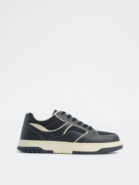 SOLEPLAY by Westside Black Textured Lace-Up Sneakers