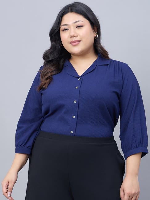Style Quotient Plus Women Polyester Solid Navy Shirt-picture-18