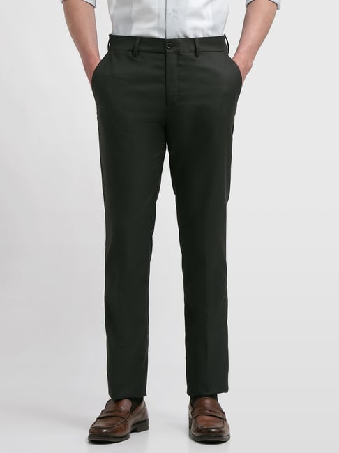 Arrow New York Dark Green Regular Fit Trousers