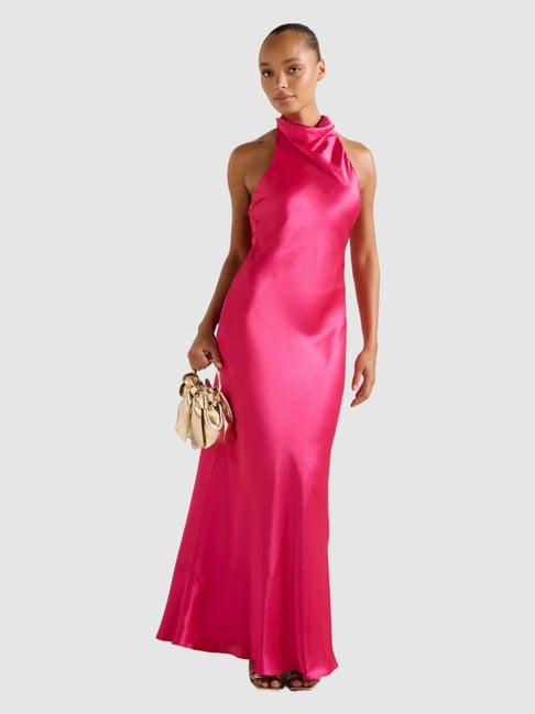 Clementine High Neck Satin Maxi