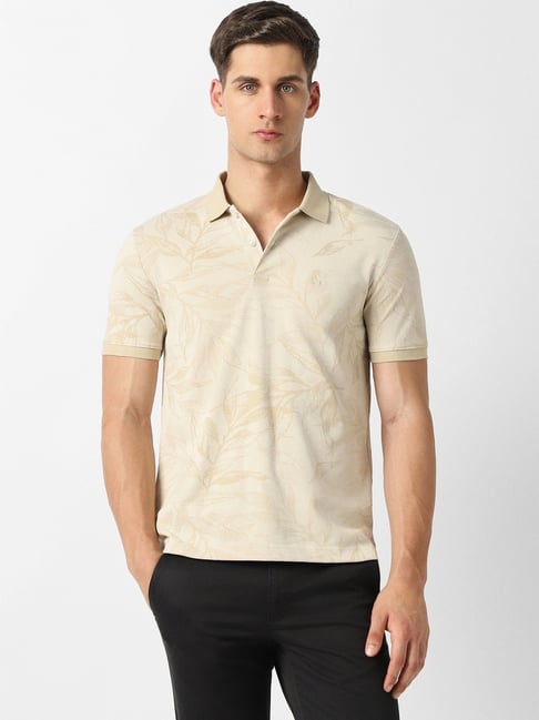 Van Heusen Beige Cotton Slim Fit Printed Polo T-Shirt-picture-44