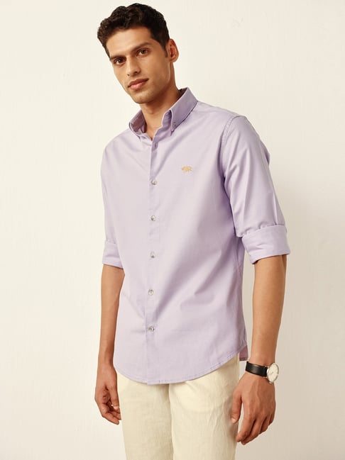 Andamen Lavender Cotton Regular Fit Shirt