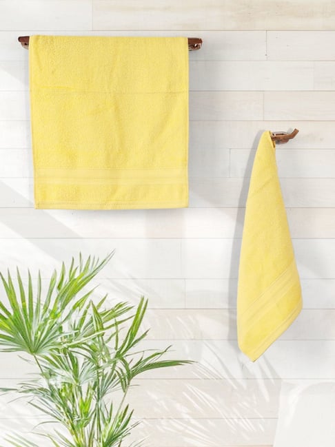 Layers Aqua Plush Yellow Cotton 450 GSM Hand Towels - Set of 4-picture-24