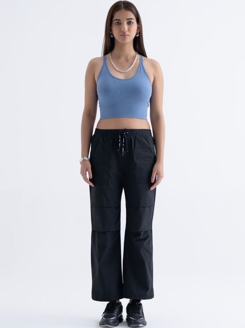 STRCH Black Regular Fit Sports Trackpants-picture-14