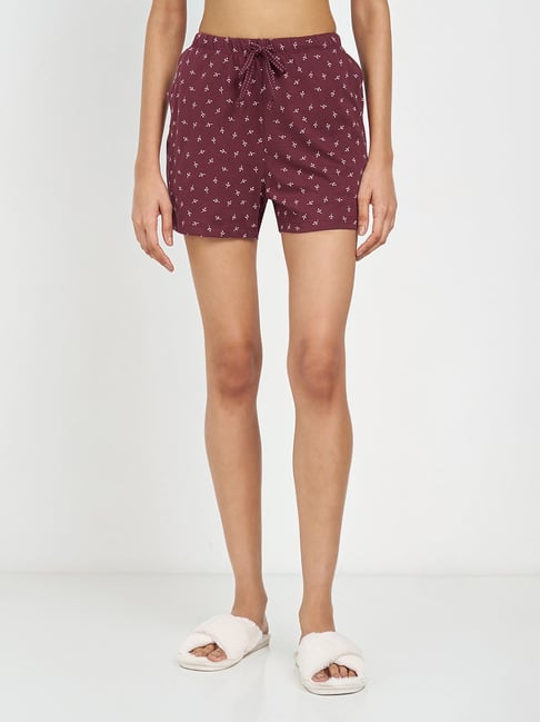 Dreamz By Pantaloons Wine Relaxed Fit Printed Sleepwear Shorts-picture-37