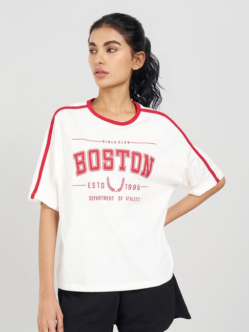Ajile By Pantaloons Snow White Relaxed Fit Printed Sports T-Shirt-picture-45