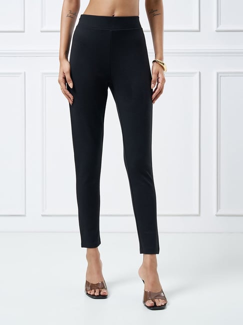 Annabelle By Pantaloons Jet Black Skinny Fit Treggings-picture-21