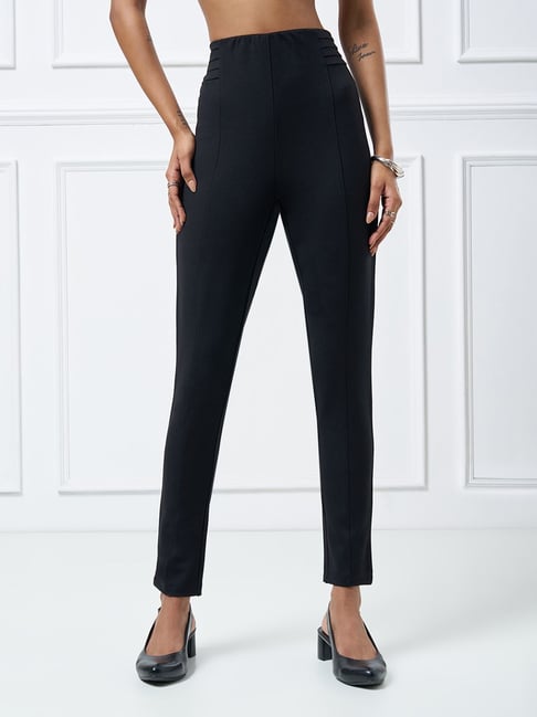 Annabelle By Pantaloons Jet Black Skinny Fit Treggings-picture-26