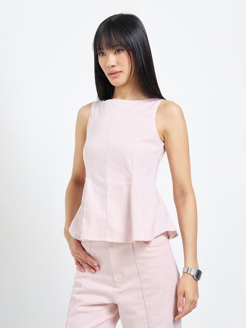 Sf Jeans By Pantaloons Pink Slim Fit Striped Top