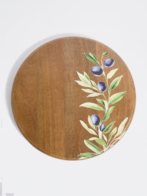 Westside Home Brown Floral Design Wooden Lazy Susan