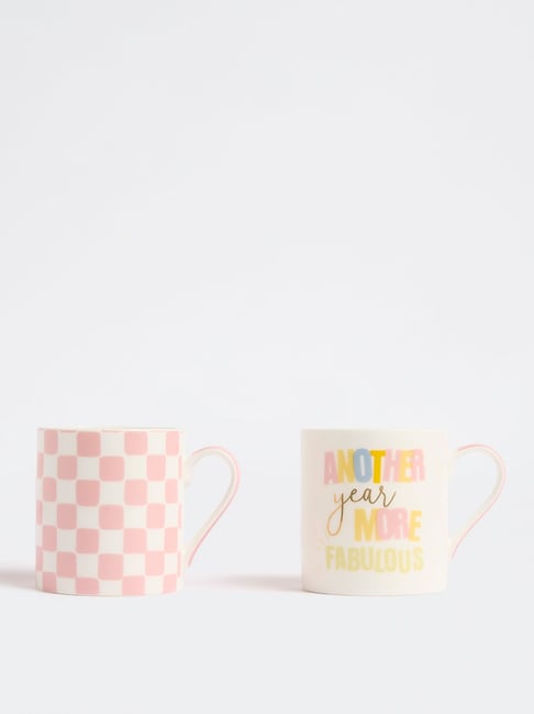 Westside Home Pink Printed Mugs (Set of 2)