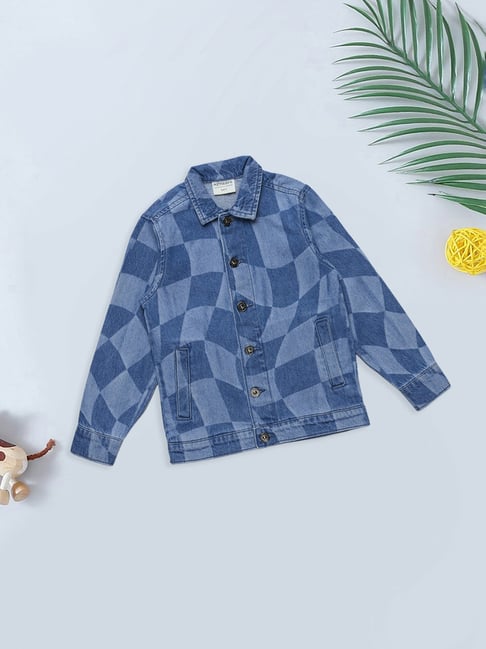 Pantaloons Junior Boys Blue Glow Checks Jacket