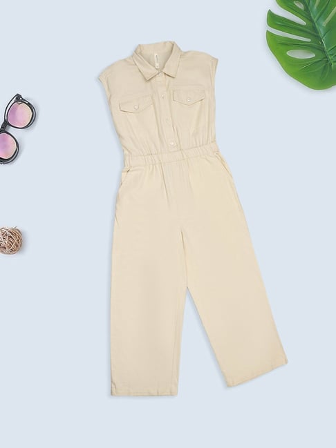 Pantaloons Junior Girls Beige Jumpsuit