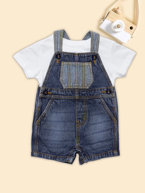 Pantaloons Baby Boys Brilliant Blue Dungaree Set