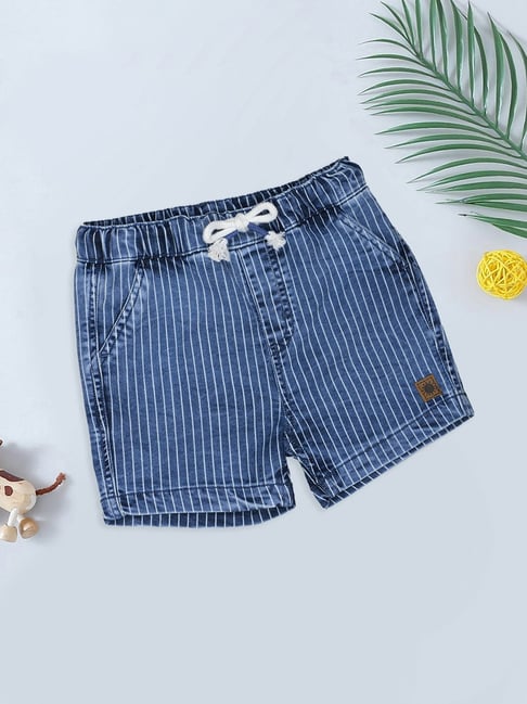 Pantaloons Baby Boys Blue Aster Striped Shorts