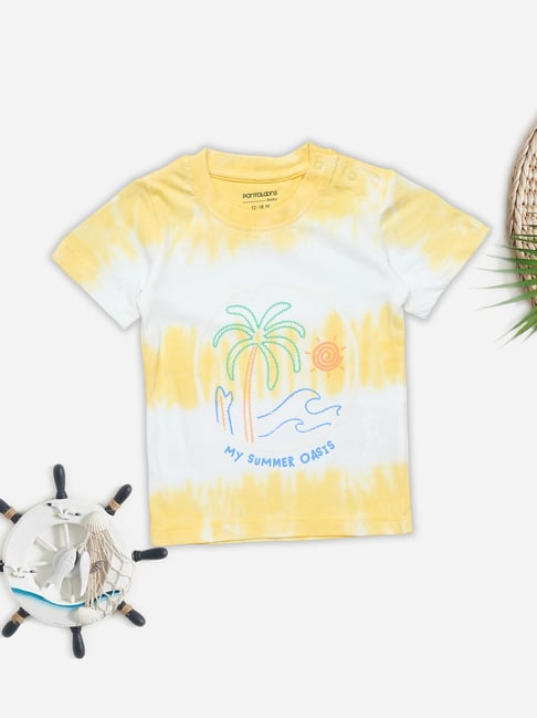 Pantaloons Baby Boys Pastel Yellow Printed T-Shirt