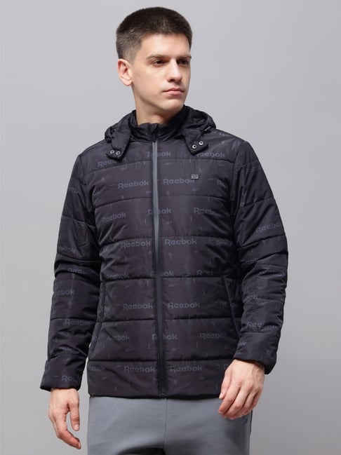 Reebok Grey Printed Regular Fit Jacket