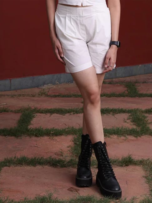 Sands Of India White Cotton Regular Fit Shorts