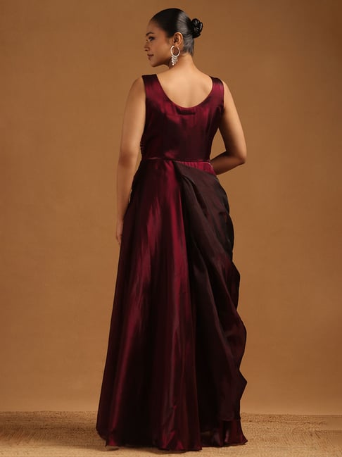 Soch Maroon Embellished Regular Fit Ethnic Dress