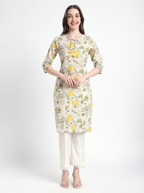 R&B Light Beige Viscose Printed Kurta-picture-36