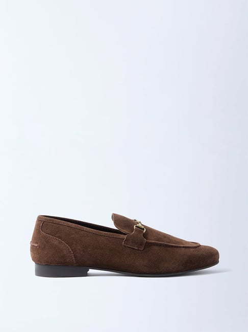 SOLEPLAY by Westside Brown Hardware-Detailed Suede Loafers