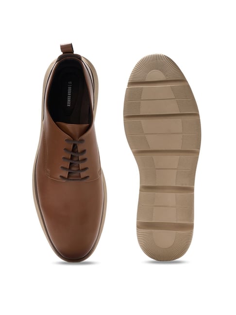 靴 PADRONE URBAN LINE DERBY PLAIN SHOES 40 Urban Ranger by Pantaloons Men's Tan Derby Shoes