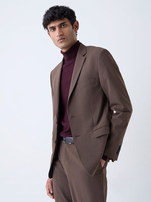 WES Formals by Westside Brown Slim-Fit Blazer