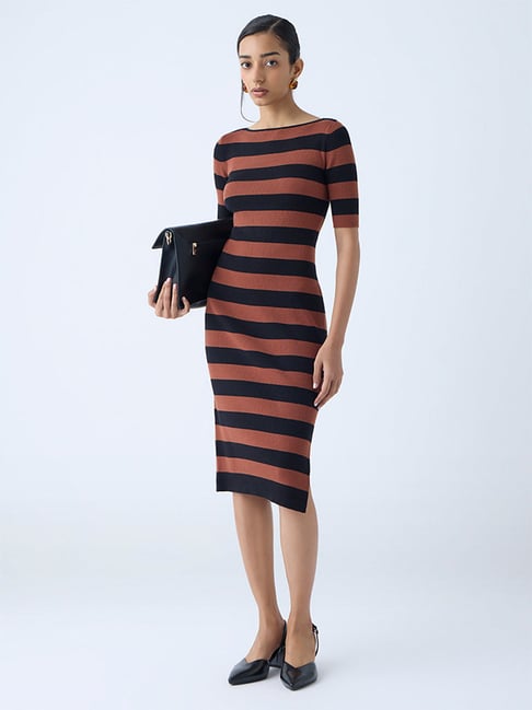 bodycon dress westside Buy Nuon Dark Brown Textured Bodycon Dress from Westside